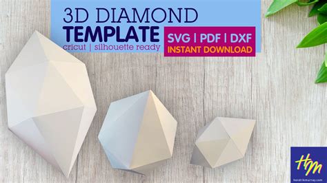 3d Diamond Template Svg Dxf And Pdf Printable Etsy