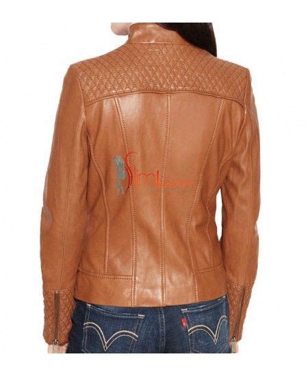 Designer Ladies Brown Leather Motorcycle Jacket Brown Leather