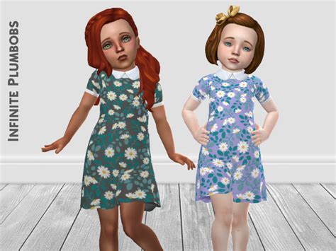 The Sims Resource Toddler Collared Floral Dress