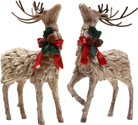 Topadorn Resin Holiday Deer Tabletop Holiday Figurine
