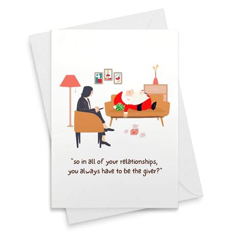 santa in therapy funny christmas card card for therapists christmas psychology