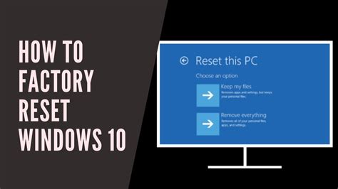 Windows 10 How To Reset Windows To Factory Settings No Installation