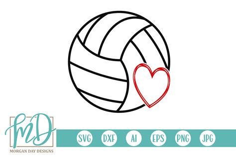 Volleyball With Heart Svg Dxf Ai Eps Png Jpeg