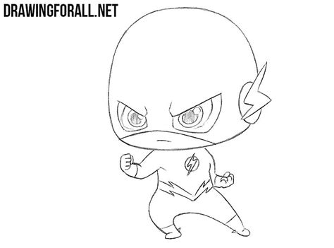 From there it angles down toward the flash's mouth, arcs across the nose and angles up to the other side of the. How to Draw Chibi Flash | Drawingforall.net