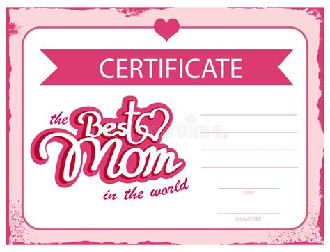 Template Vector Certificate Best Mom In The World A T Certificate