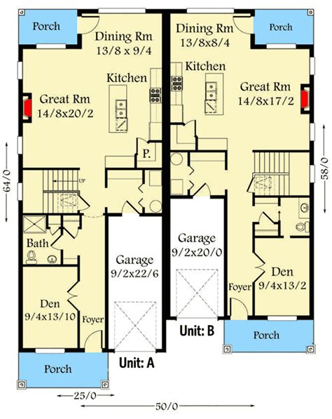 Craftsman Duplex Floor Plans Floorplansclick