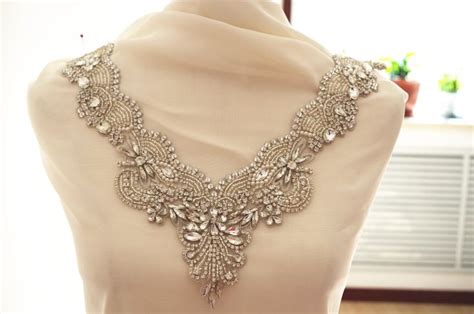 Rhinestone Applique For Neckline Crystal Collar Applique For Couture