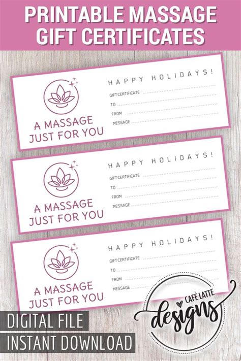 Massage T Certificate T Certificate Printable T Etsy Canada Massage T