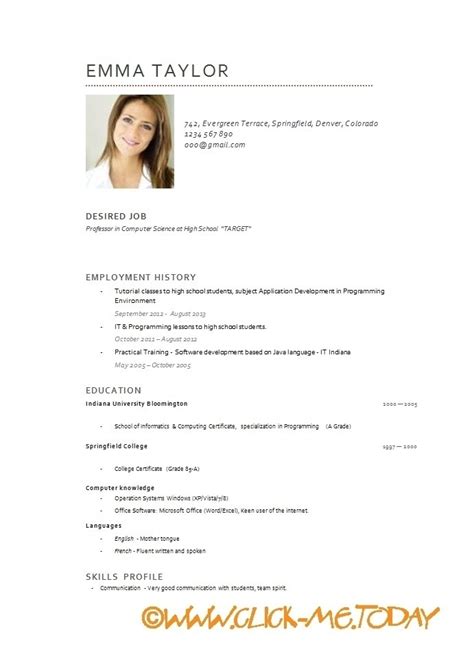 The term cv (curriculum vitae) is the british english name for this document. Cv Muster Englisch