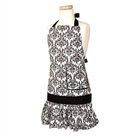 flirty aprons girl s sadie black damask apron