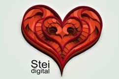 3d layered Heart Cricut SVG, DXF file, Valentine day svg. (1136069