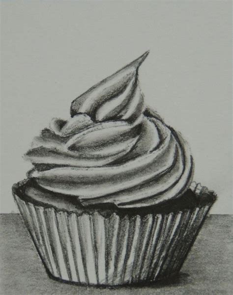 Cupcake Bandw Aceo Desserts Drawing Cupcake Drawing Food