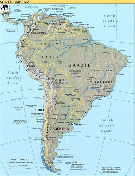 Labeled Map Of South America Physical Blank World Map