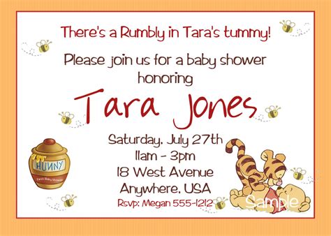 Whether you play the movie as a feature during the baby shower, or just in the background for added whimsy, the film the many adventures of winnie the pooh is almost a necessity for a winnie the pooh themed baby shower. Winnie the Pooh Baby Shower Invitations by Createphotocards4u