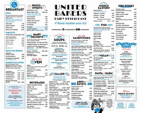 United Bakers Dairy Restaurant Menu In North York Ontario