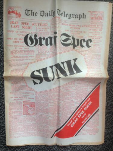 Daily Telegraph 1939 Graf Spee Scuttled 1970s Great Newspapers