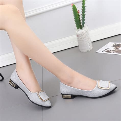 Woman Flats Low Heels Dress Shoes Sequined Cloth Women Shoes