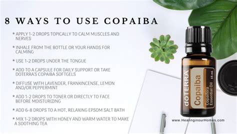 This molecule interacts with the skin with its cannabinoid receptors, and. How to use Copaiba essential oil | Healing in our Homes ...