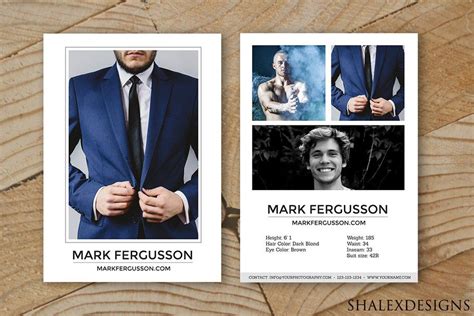 ad male modeling comp card template by shalexdesigns on creativemarket nstant download 5 x