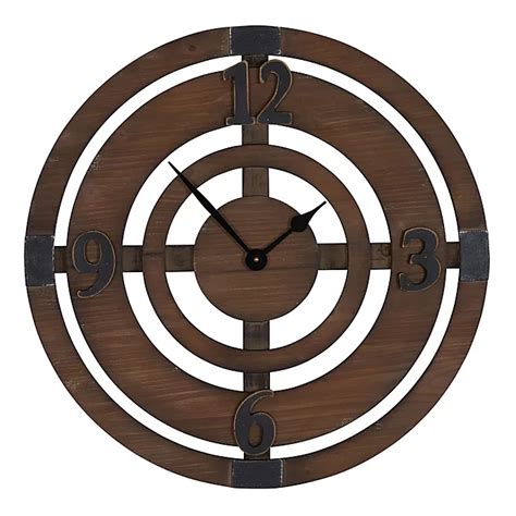 Household Essentials Wood Disk Target Wall Clock Bed Bath And Beyond