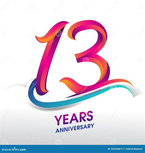 13th Years Anniversary Celebration Logo Birthday Vector Design Stock