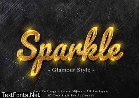 3d gold sparkle text style effect