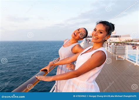 Women Cruise Ship Stock Photo Image Of Girls Deck Cute