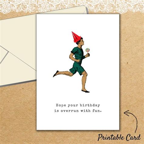 Printable Runner Birthday Card Funny Running Jogging Marathon Etsy In