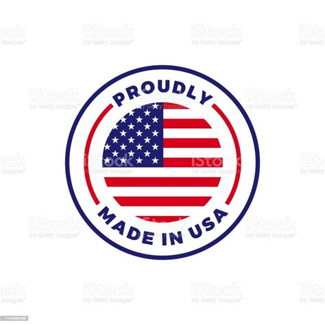 Made In Usa Label Icon With American Flag Seal Vector Quality Logo