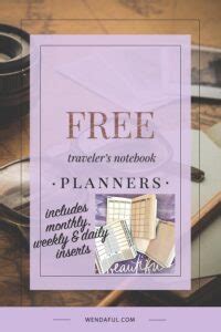 Free Travelers Notebook Inserts Printables Monthly Weekly Daily