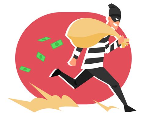 Illustration Of A Thief Stealing A Lot Of Money And Running Away Money
