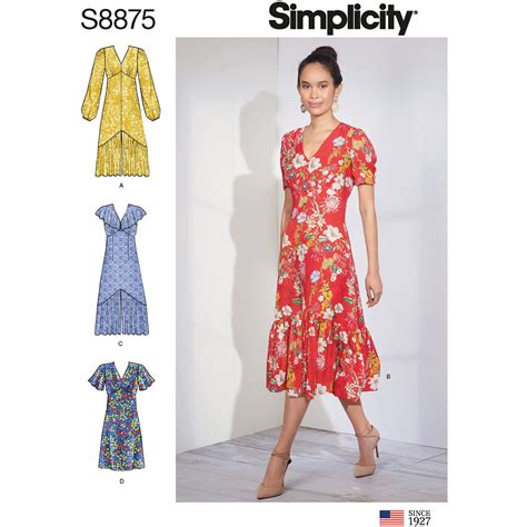 Simplicity 8875 Misses Dresses Pattern Uk Sewing Supplies