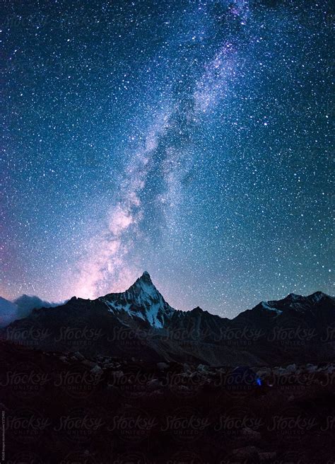 Milky Way On A Night Sky Over The Mountains Download This High