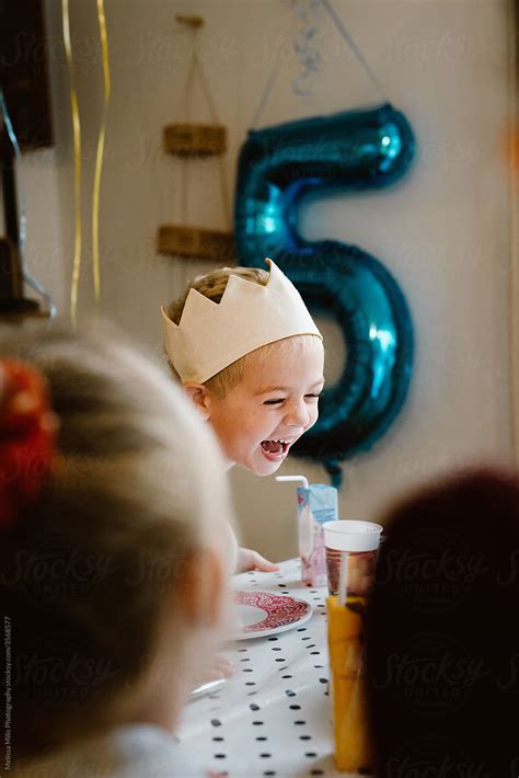 Birthday Boy Having Fun At His Birthday Party At Home With Friends By Stocksy Contributor