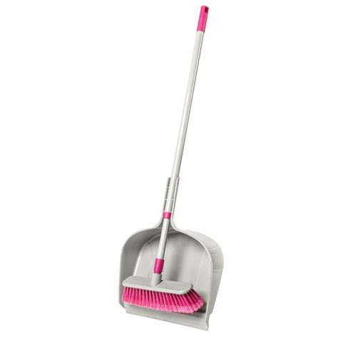 Pink Telescopic Handle Broom With Dustpan Brandalley