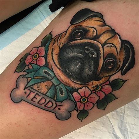 Pug Life Pugleepug Dog Tattoos Dog Portrait Tattoo Traditional