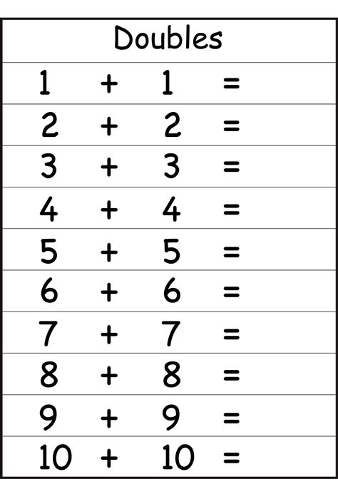 Adding Double Numbers Worksheets