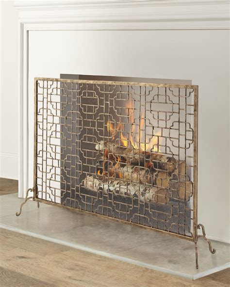 Single Panel Geometric Fireplace Screen Neiman Marcus