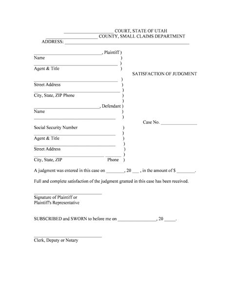 Motion And Affidavit Requesting Satisfaction Of Judgment Form Fill