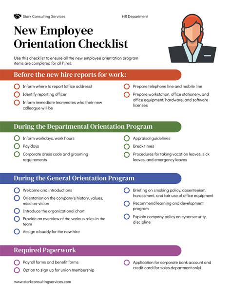 Multicolor New Employee Orientation Checklist Venngage