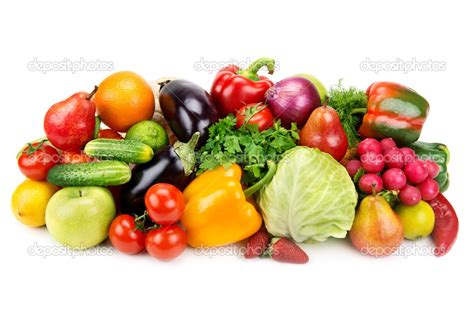 Set Of Fruits And Vegetables Isolated On White Background Stock Photo