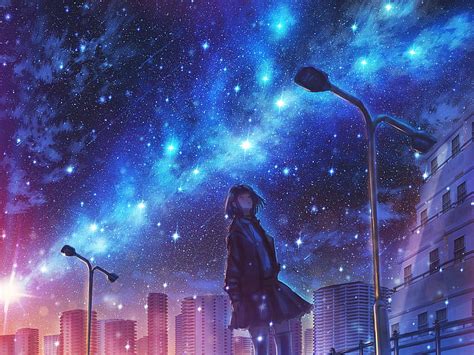Online Crop Hd Wallpaper Anime Original Girl Starry Sky