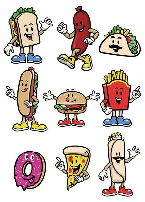 Set Vector Of Food Character Collection 22938380 Vector Art At Vecteezy