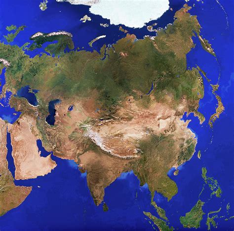 Asia Satellite Mosaic Photograph By Copyright 1995 Worldsat