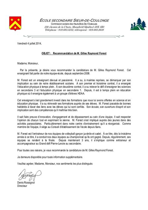 Exemple De Lettre De Recommandation Dun Prof Pour Un Etudiant