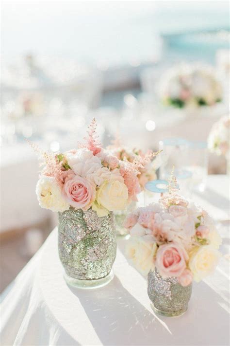 Pink And White Rose Centerpieces