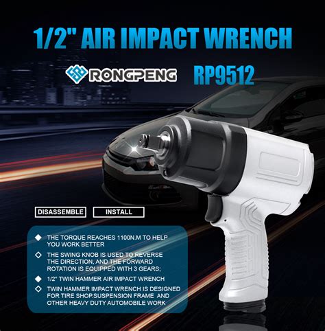 RONGPENG RP9512 Air Impact Wrench 1100 N M Large Torque Tools