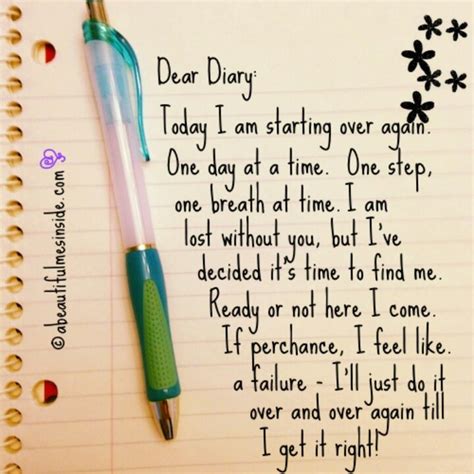 Starting Over Dear Diary Quotes Diary Writing Dear Diary