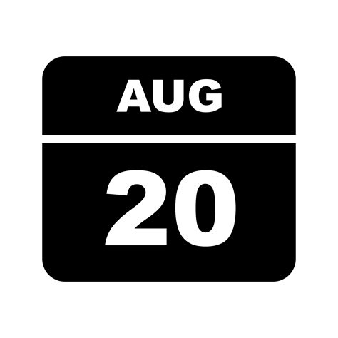 August 20th Date On A Single Day Calendar 498792 Vector Art At Vecteezy