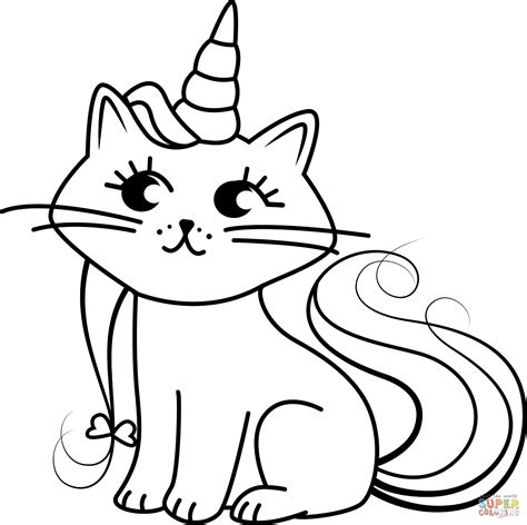 Unicorn Cat Coloring Page Free Printable Coloring Page Coloring Home